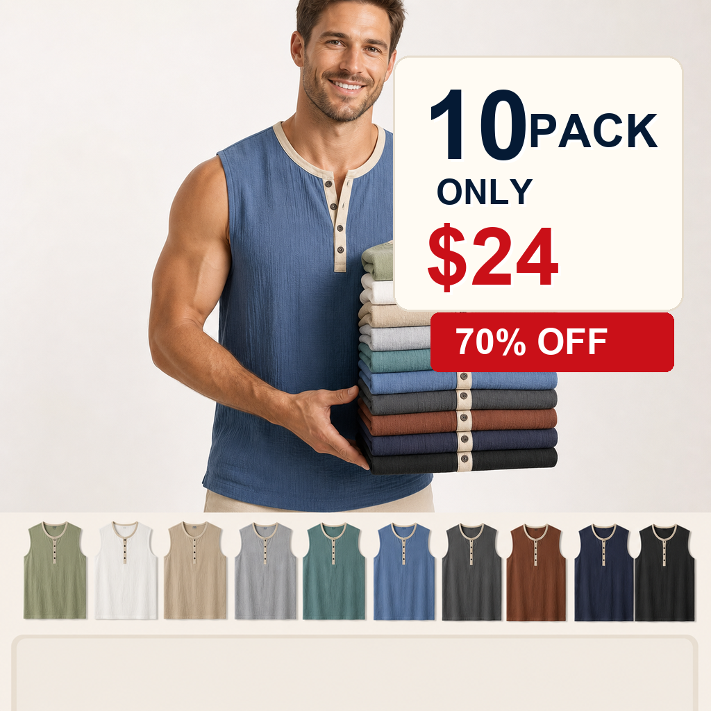 10 pack clearance men's sleeveless henley tank tops