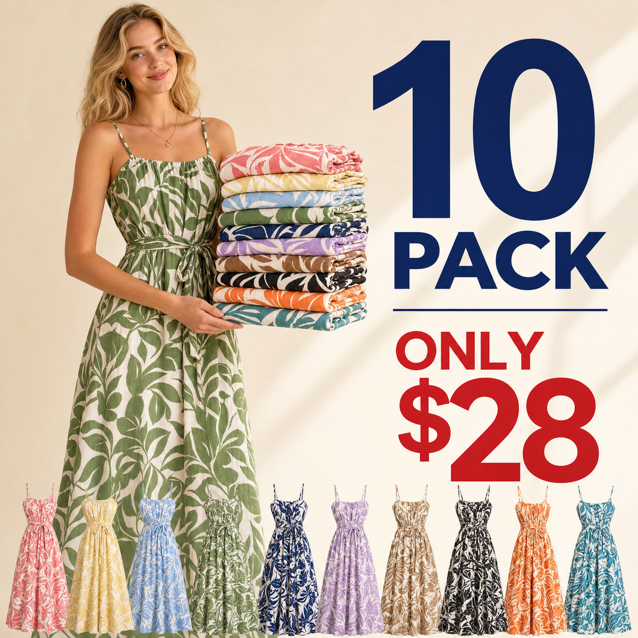 10 pack women's tropical print cami maxi dress clearance deal