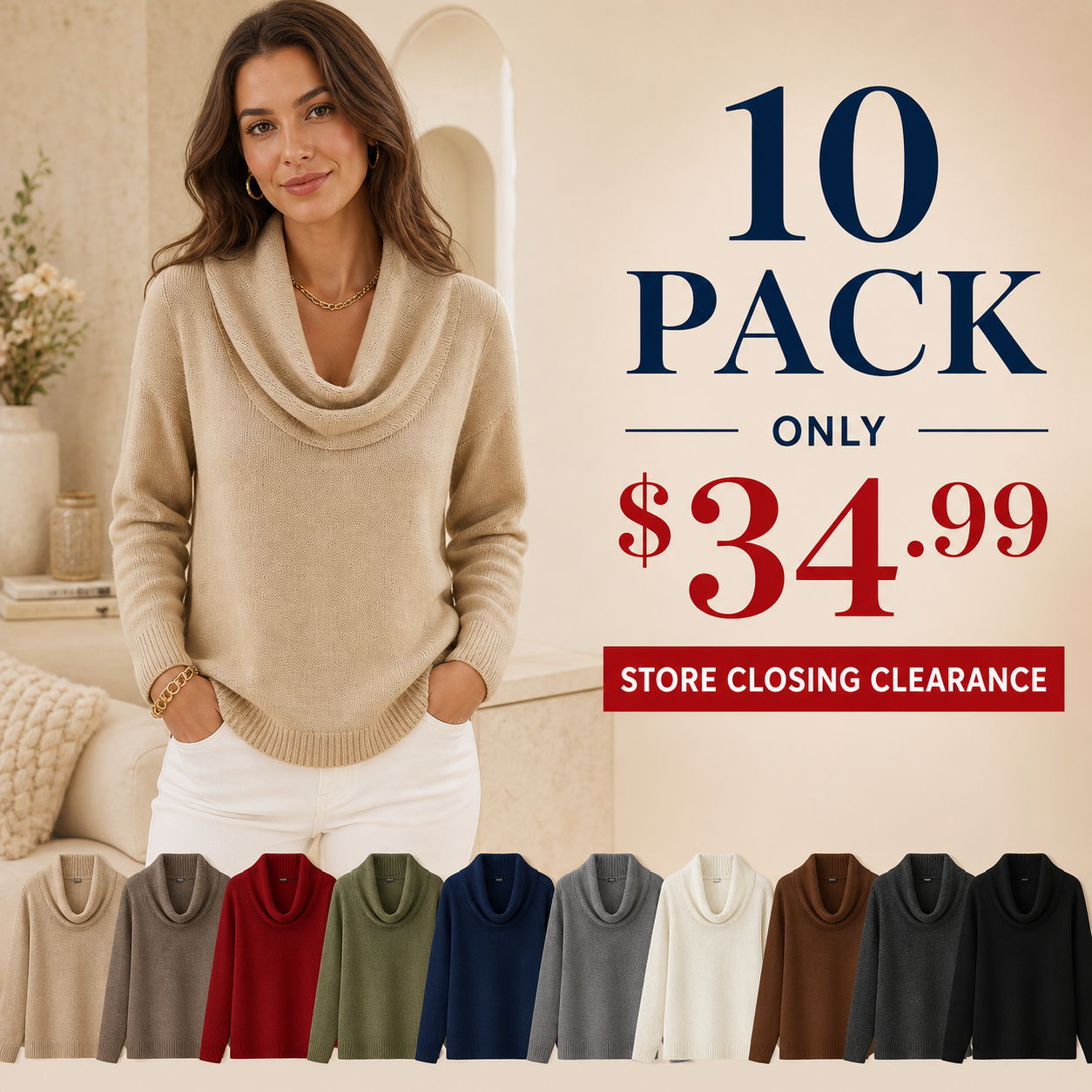 Women's Cowl Neck Knit Sweater