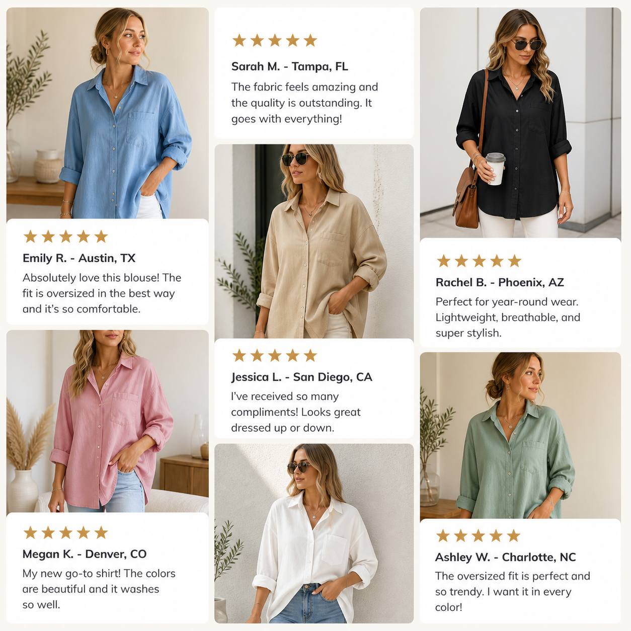 Customer reviews womens oversized button up blouse