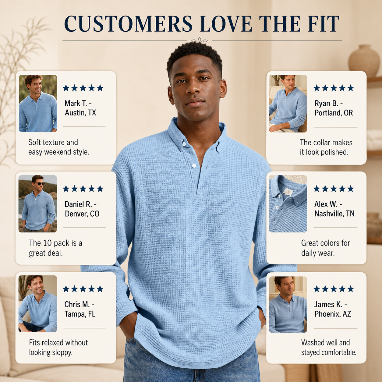 Waffle Knit Henley Pullover customer reviews