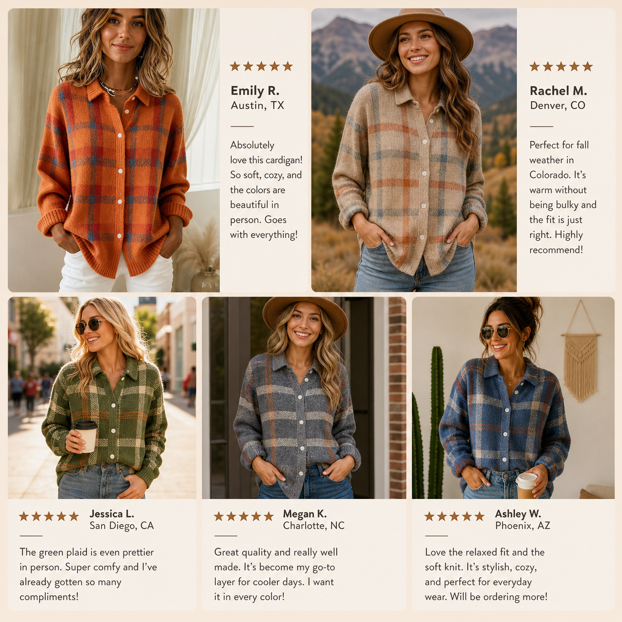 Customer reviews plaid cardigan