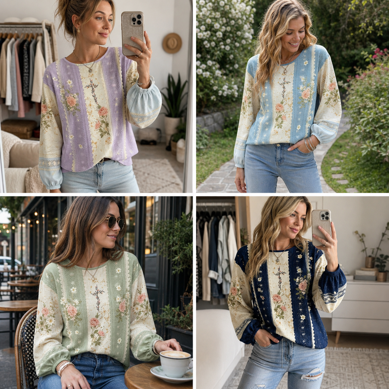 Customer review waterfall women's boho floral top