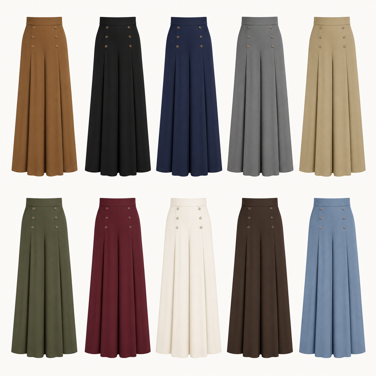 Ten colors of women's high waist wide leg palazzo pants