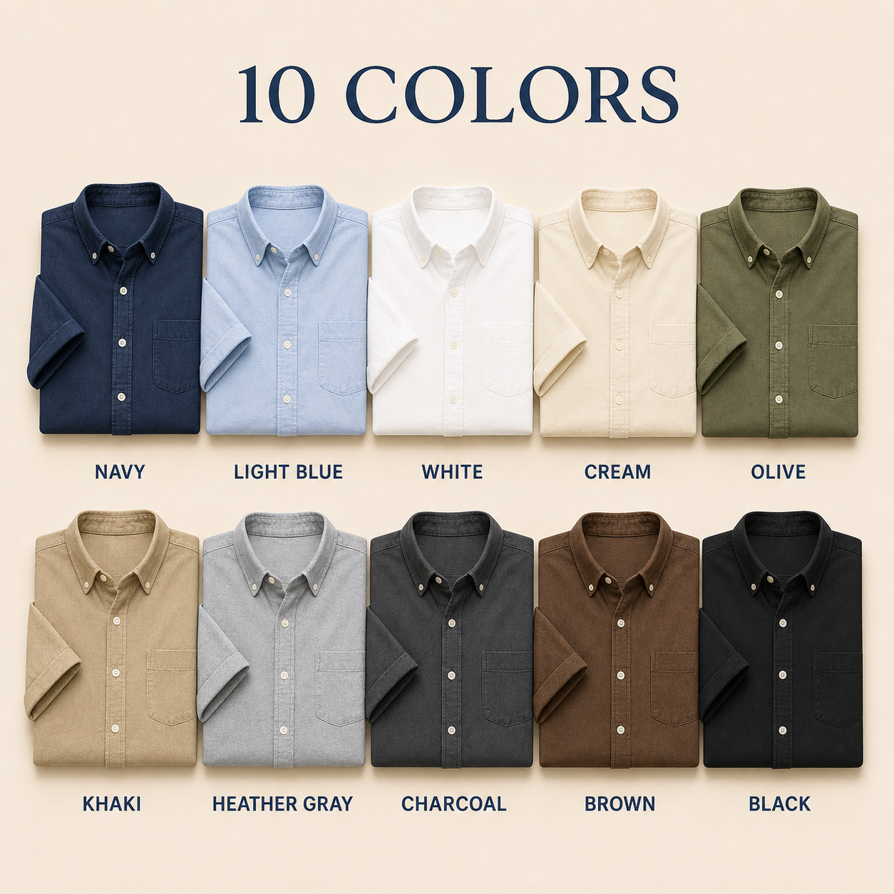 10 colors men's short sleeve button-up shirt