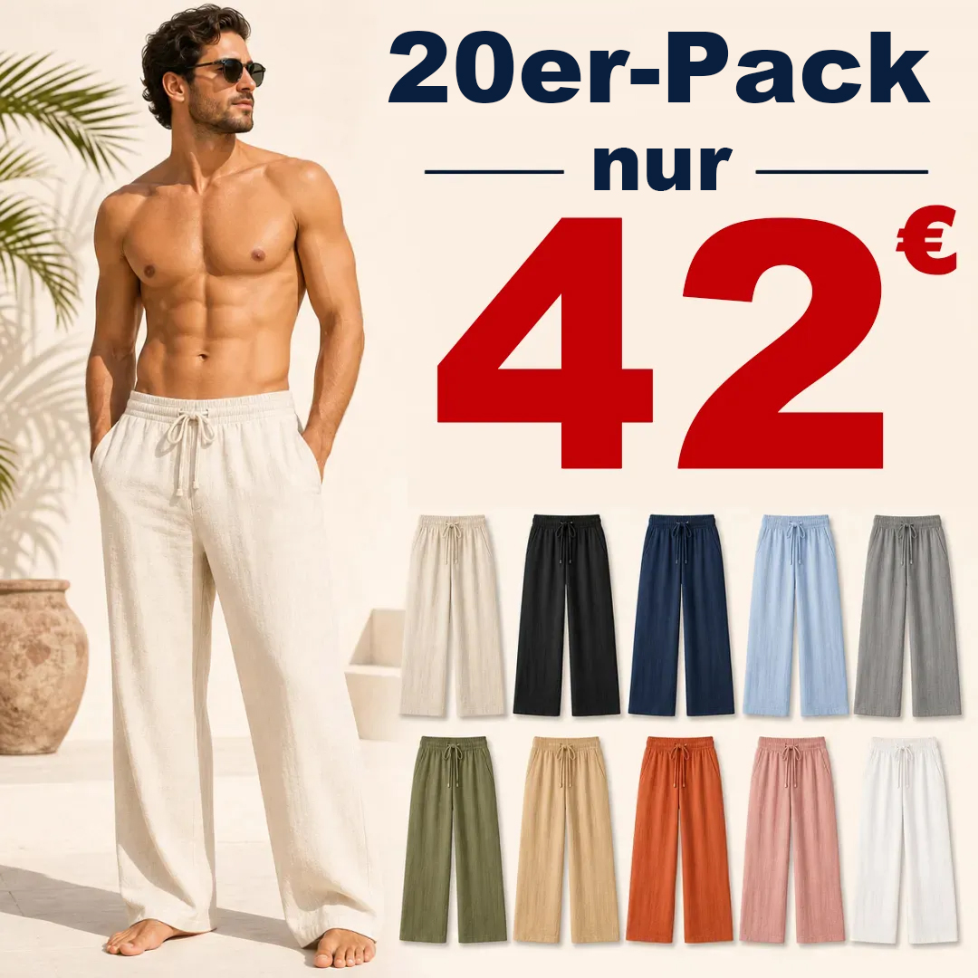 ⏰ 10er-Pack für nur 34 €⚡Preiswerte Sets mit Herren-Leinen-Strandhosen