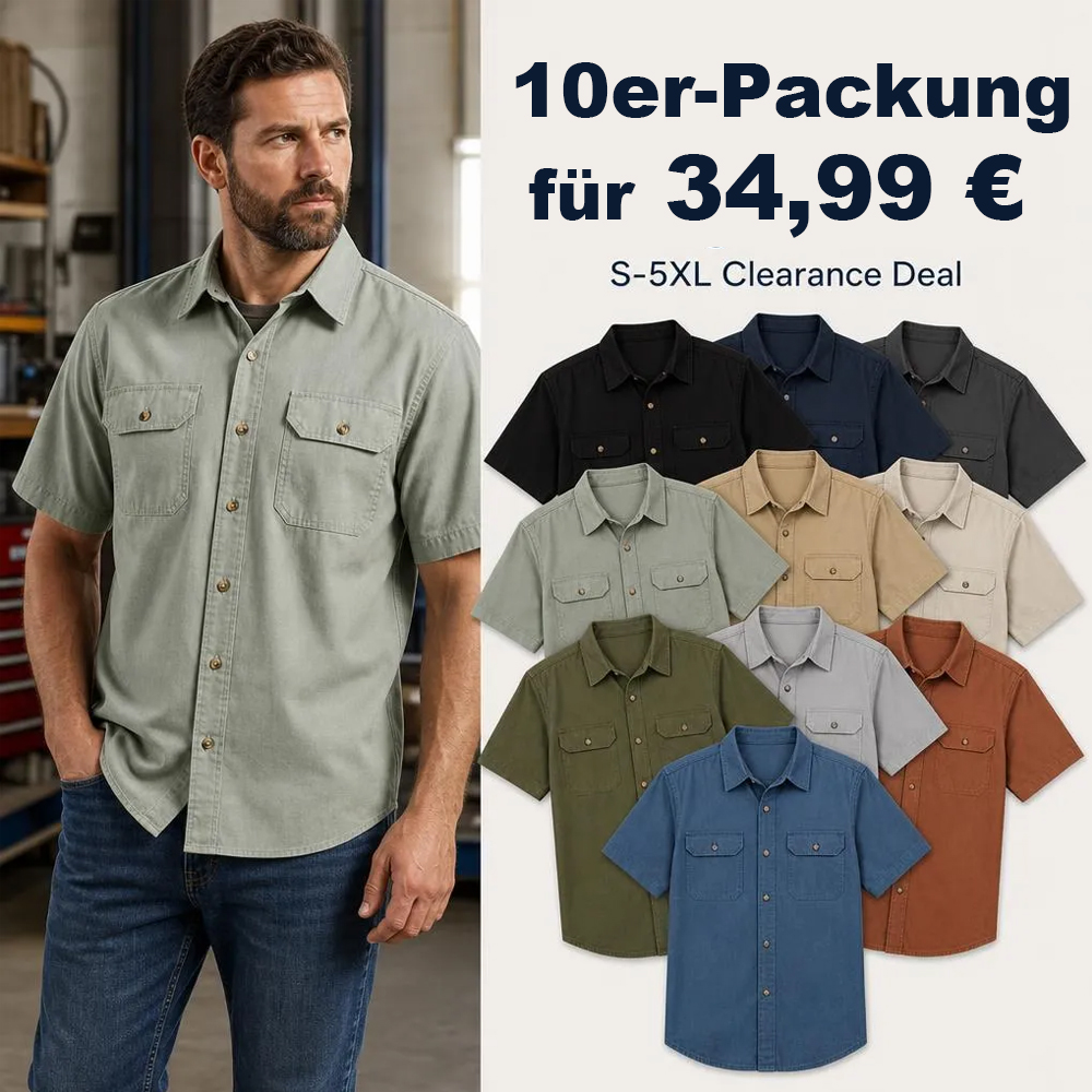 ENDVERKAUF ⚡10er-Packung für 34,99 € ⚡ - Kurzarm-Arbeitshemden für Herren
