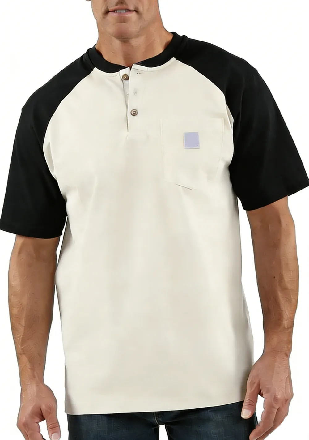 Men's color-blocked short-sleeved shirt