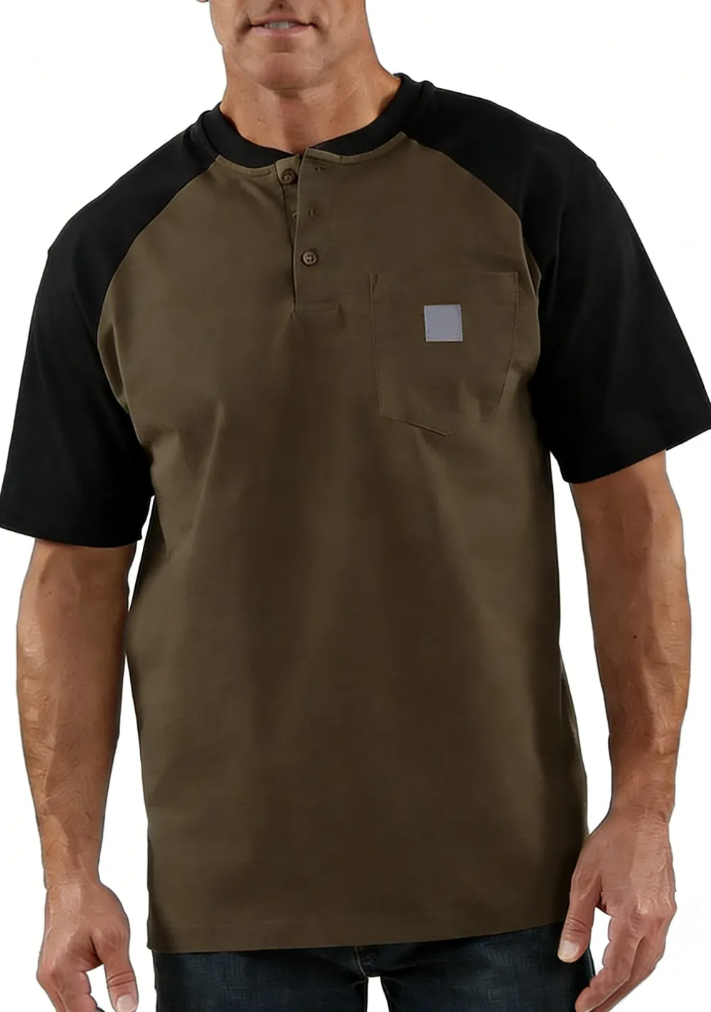 Men's color-blocked short-sleeved shirt