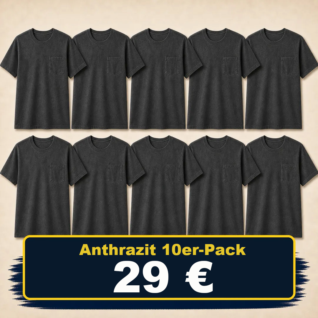 ⏰Räumungsverkauf⚡20er-Pack für 30 €⚡Herren-Workwear-T-Shirt mit lockerer Passform, schwerem Stoff, kurzen Ärmeln und Brusttasche(Auch in großen Größen erhältlich)