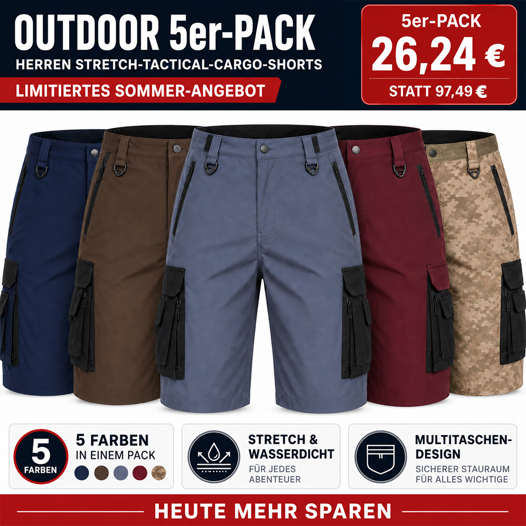 SOMMER-SCHLUSSVERKAUF – Herren Stretch-Tactical-Cargo-Shorts, wasserdicht, mit mehreren Taschen