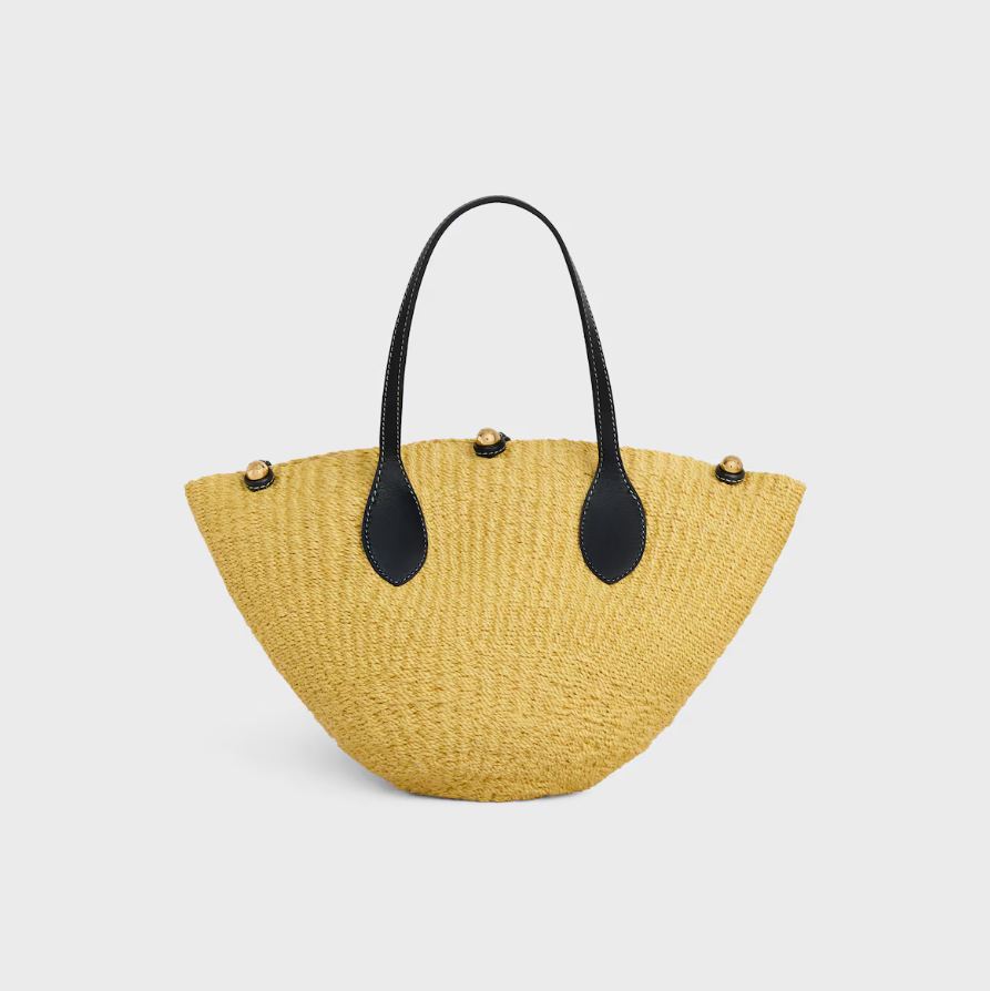 SMALL TRIOMPHE BEADS BASKET IN SISAL AND CALFSKIN