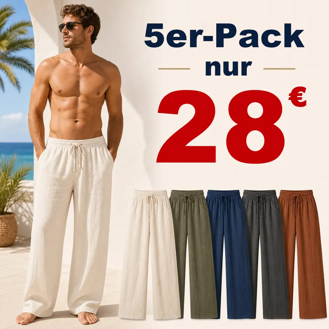 ⏰ 10er-Pack für nur 34 €⚡Preiswerte Sets mit Herren-Leinen-Strandhosen