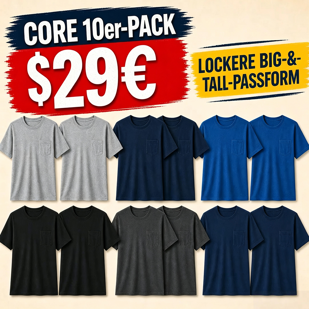 ⏰Räumungsverkauf⚡20er-Pack für 30 €⚡Herren-Workwear-T-Shirt mit lockerer Passform, schwerem Stoff, kurzen Ärmeln und Brusttasche(Auch in großen Größen erhältlich)