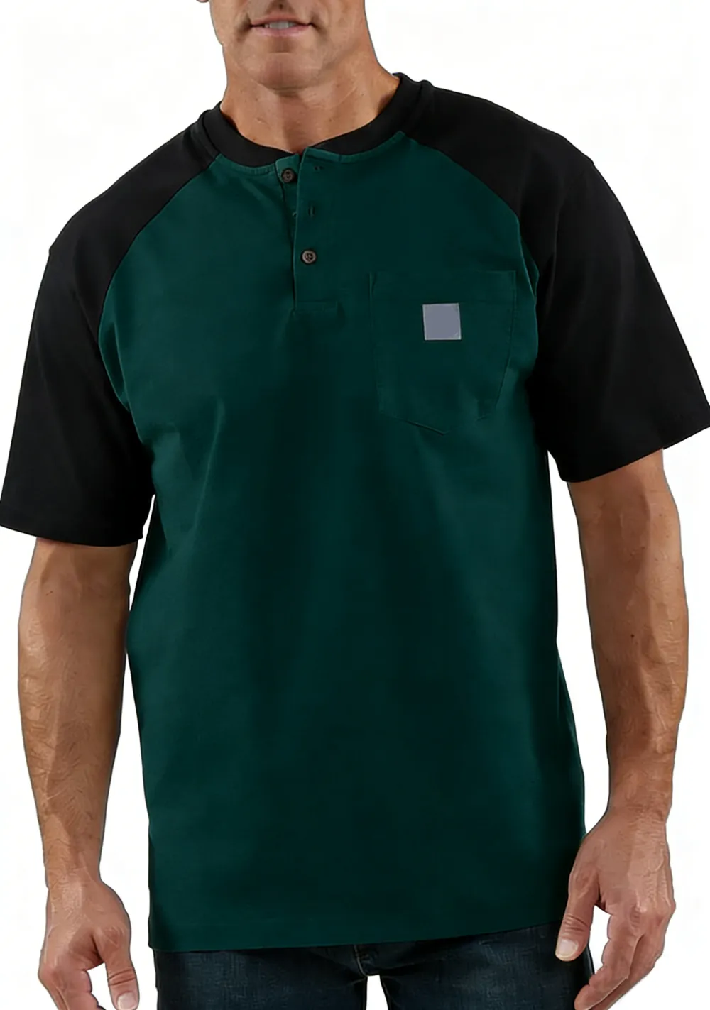 Men's color-blocked short-sleeved shirt