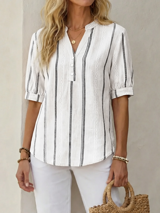 📣Räumungsverkauf: 10er-Pack für 32,99 €🔥Schön und bequem, Damen T-Shirt aus Baumwolle und Leinen mit kurzen Ärmeln