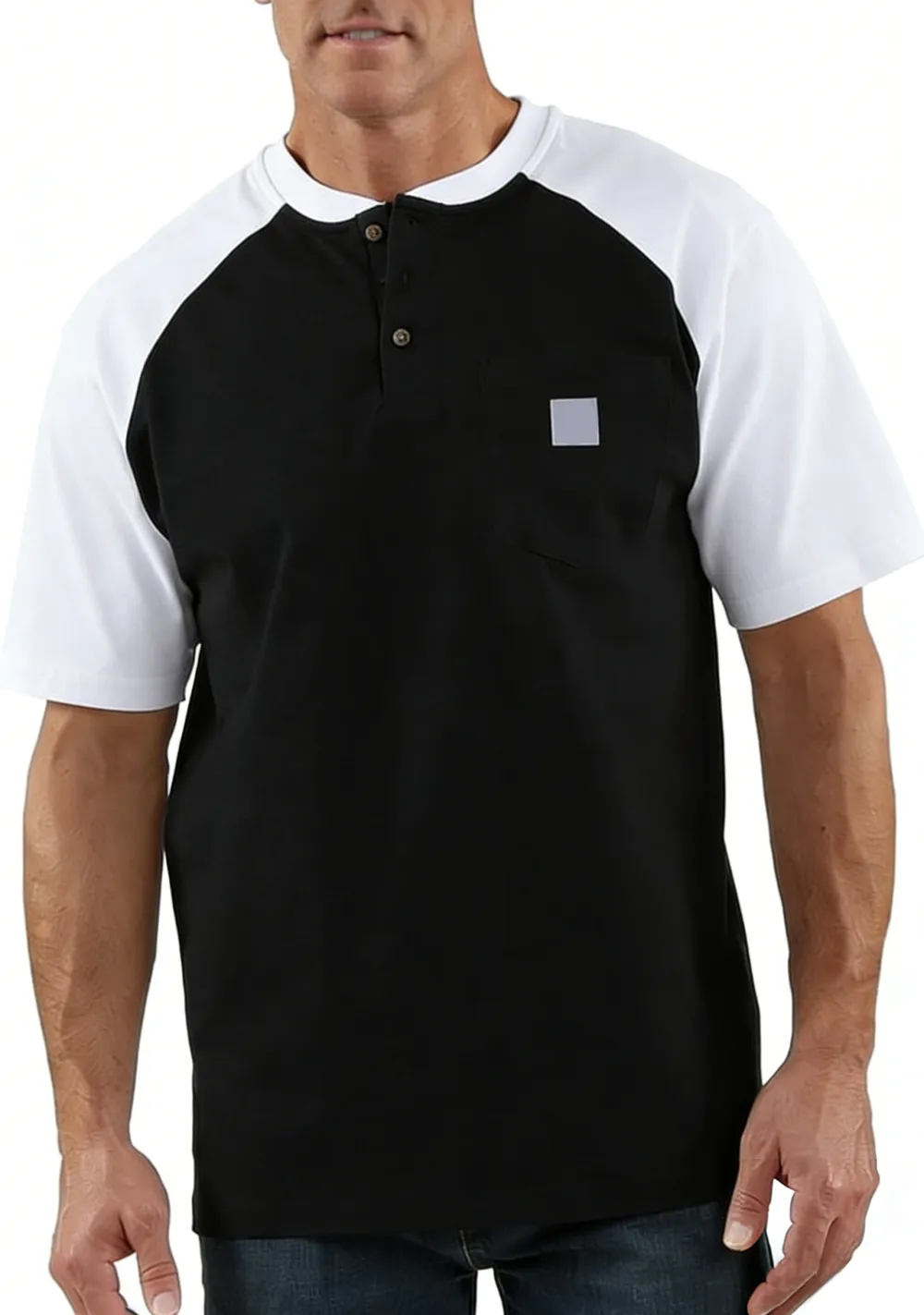 Men's color-blocked short-sleeved shirt