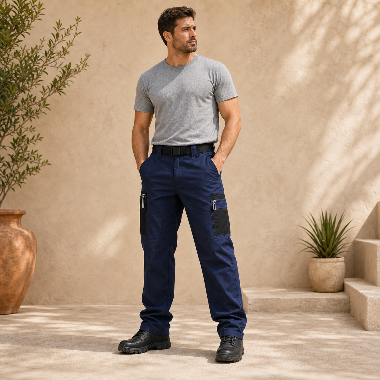Men's Contrast Pocket Tactical Cargo Pants