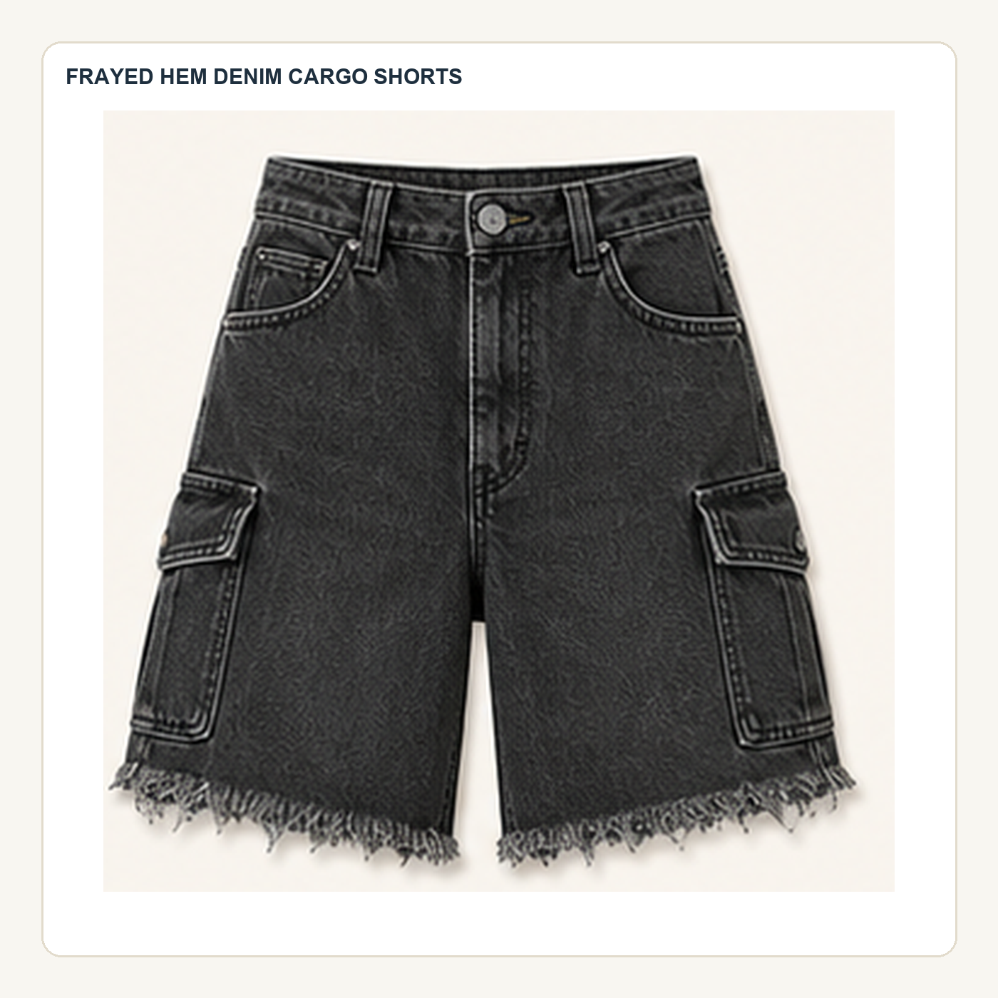 Women's Frayed Hem Denim Cargo Shorts