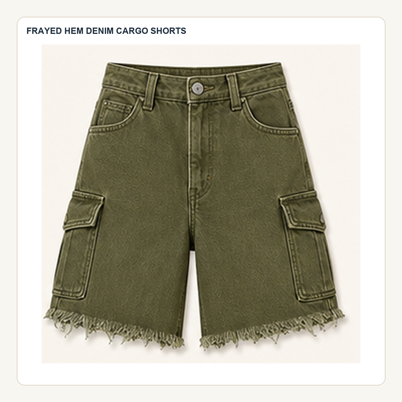 Women's Frayed Hem Denim Cargo Shorts
