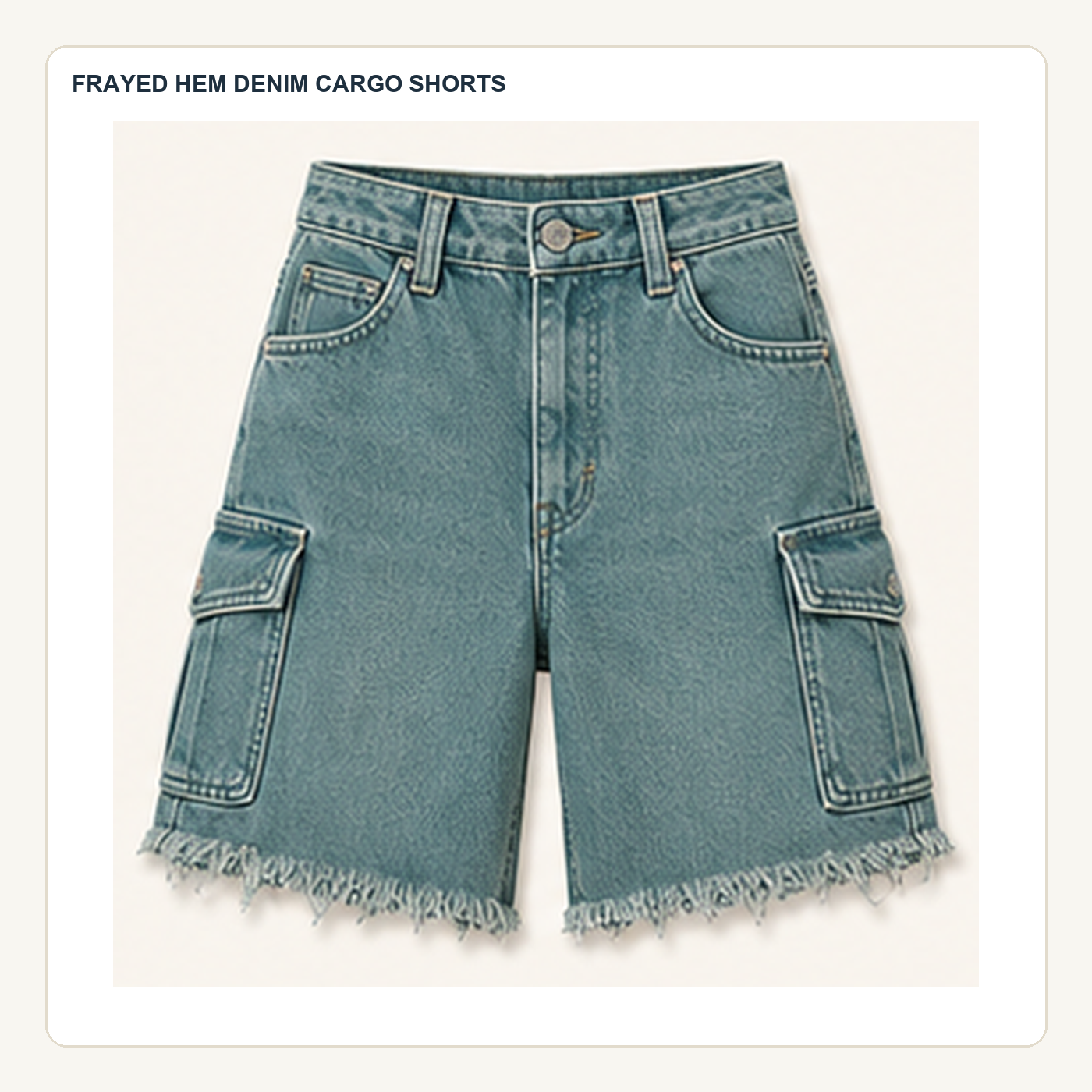 Women's Frayed Hem Denim Cargo Shorts