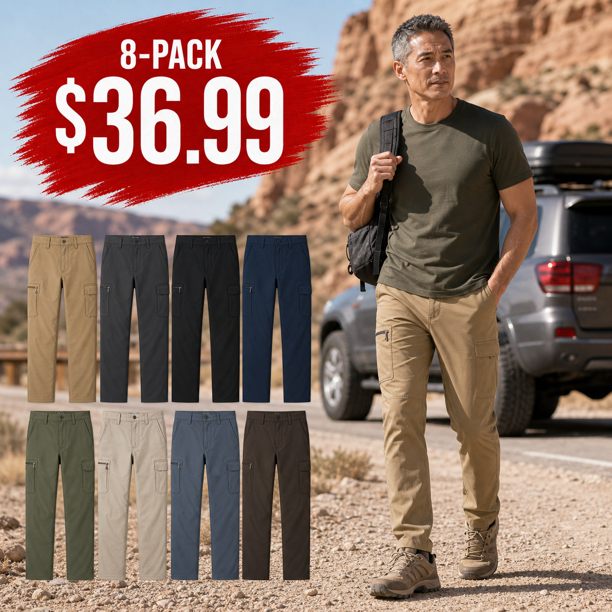 Men's Stretch Cargo Travel Pants