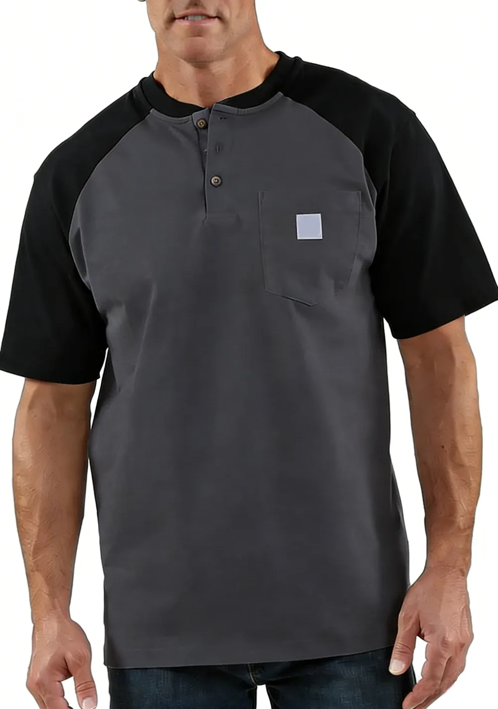 Men's color-blocked short-sleeved shirt