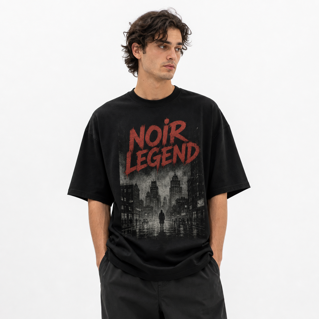 Black men's vintage noir graphic tee