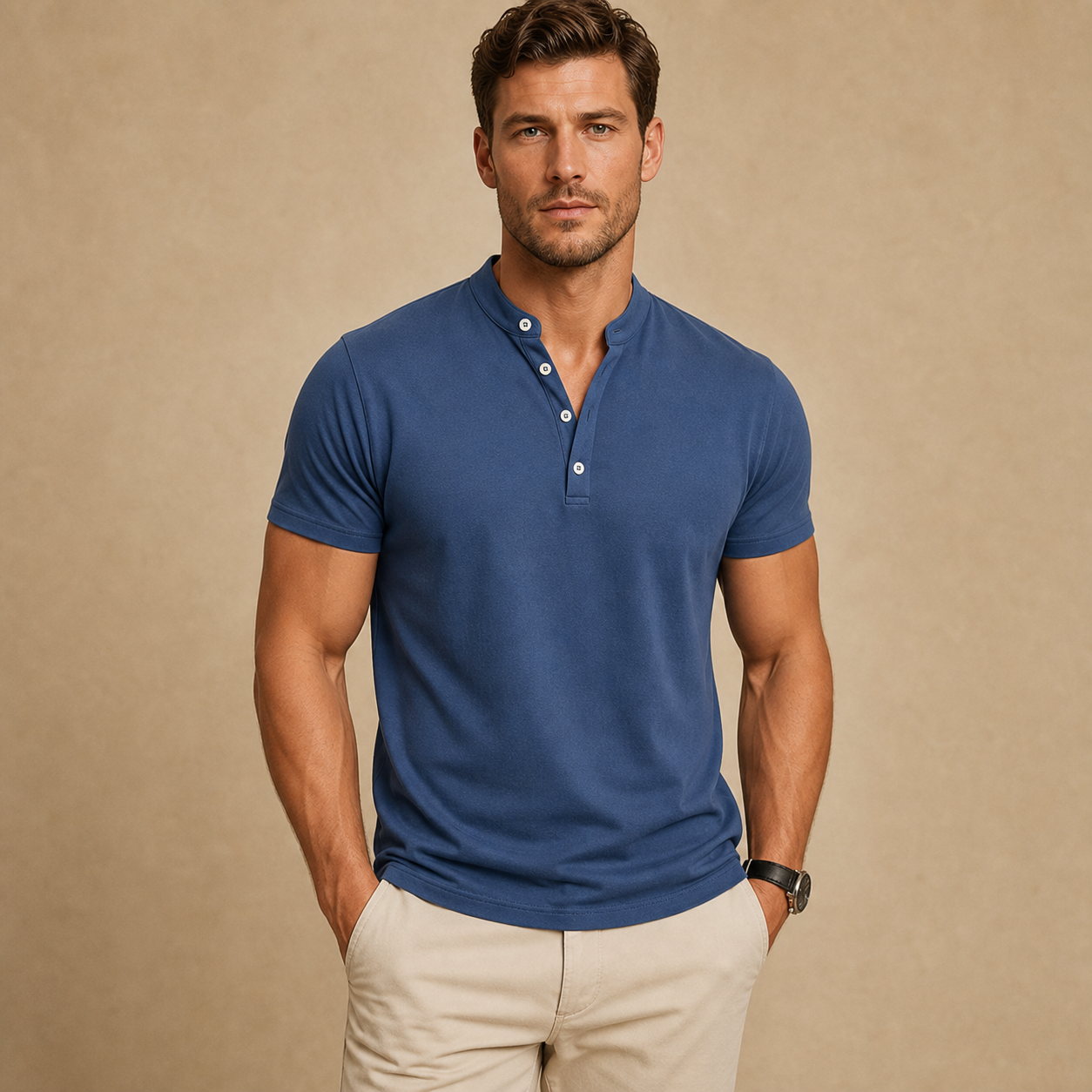 ⏰ Räumungsverkauf ⚡ 10er-Pack nur 28 € ⚡ Herren Henley Kurzarmshirts