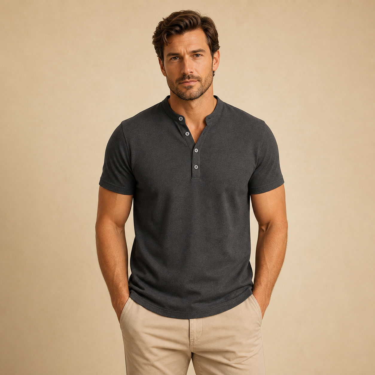 ⏰ Räumungsverkauf ⚡ 10er-Pack nur 28 € ⚡ Herren Henley Kurzarmshirts