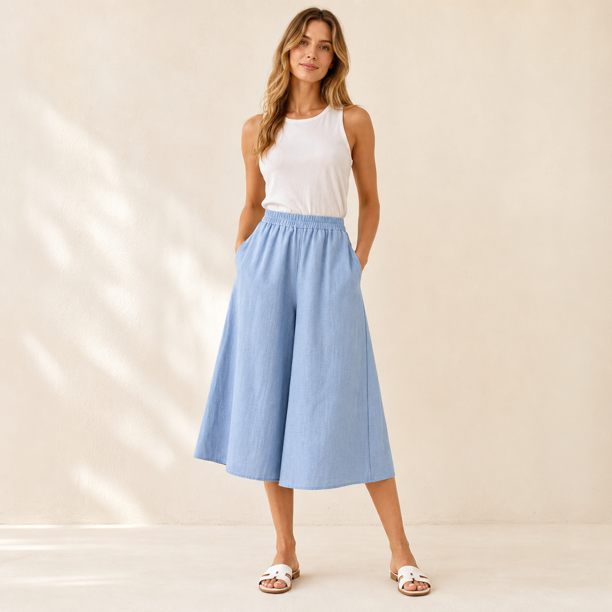 ⏰Räumungsverkauf⚡10er-Pack für 28 €⚡ Damen-Culotte-Midirock mit hoher Taille und weitem Bein