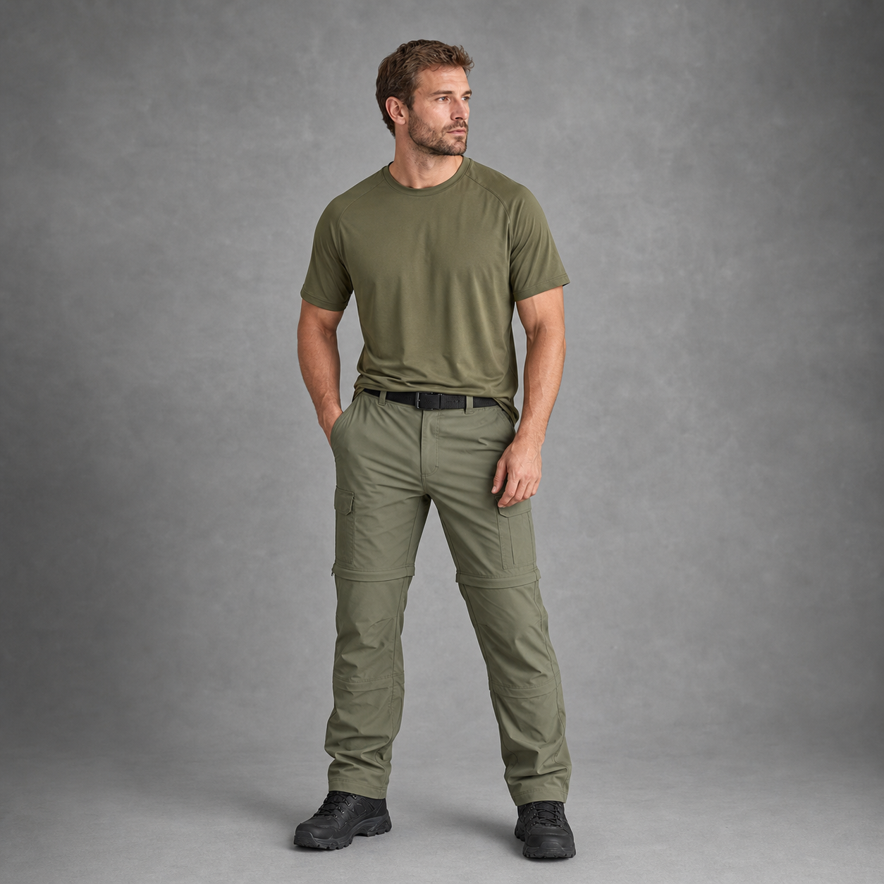 Olive men's convertible hiking pants