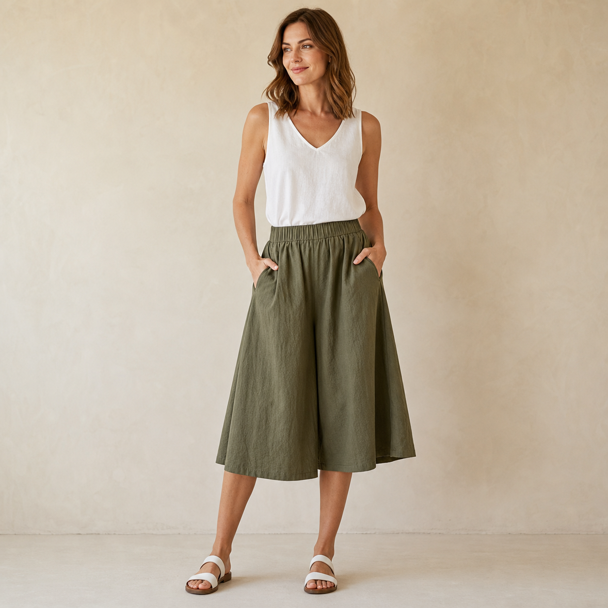 ⏰Räumungsverkauf⚡10er-Pack für 28 €⚡ Damen-Culotte-Midirock mit hoher Taille und weitem Bein