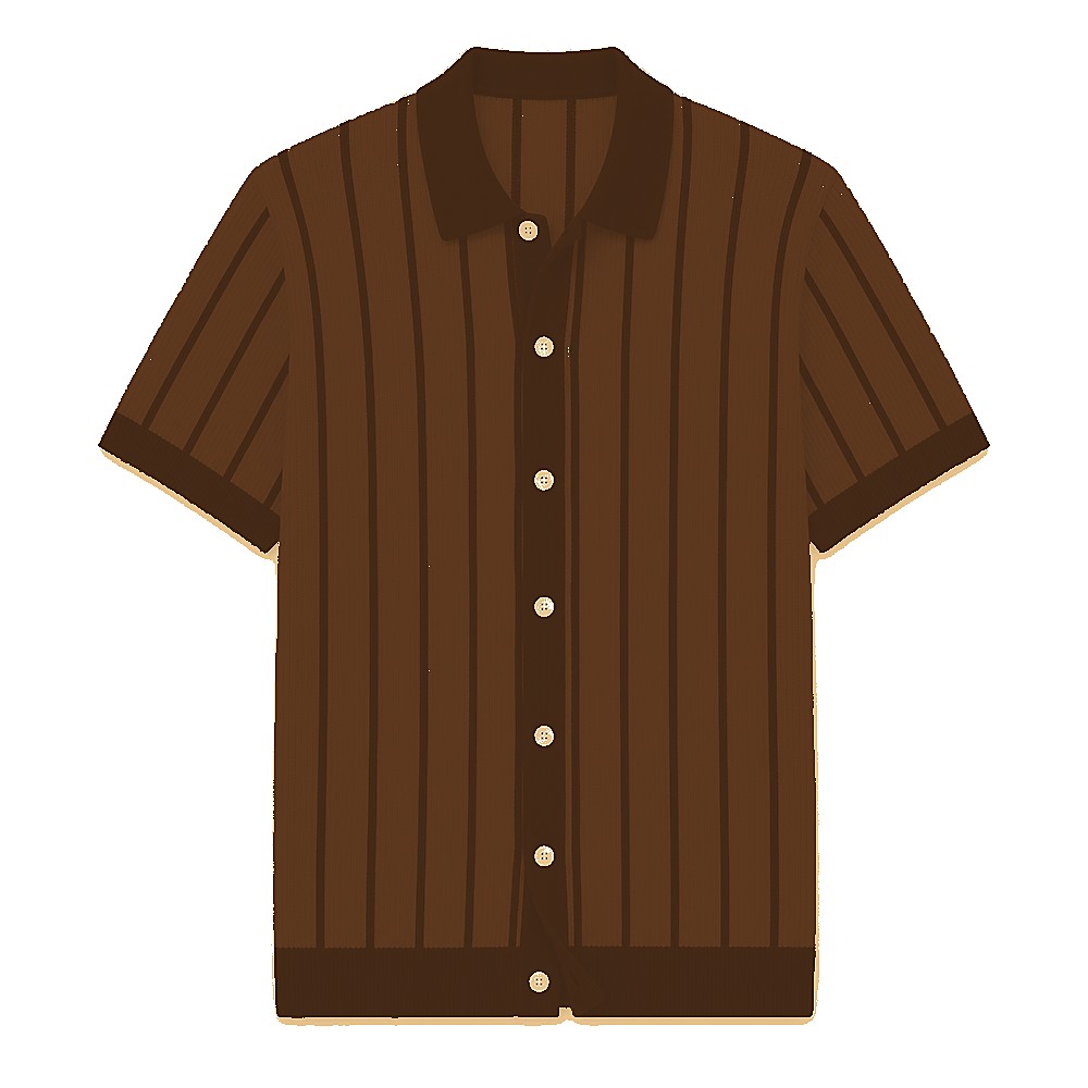 Men's striped knit polo cardigan - variant beige brown