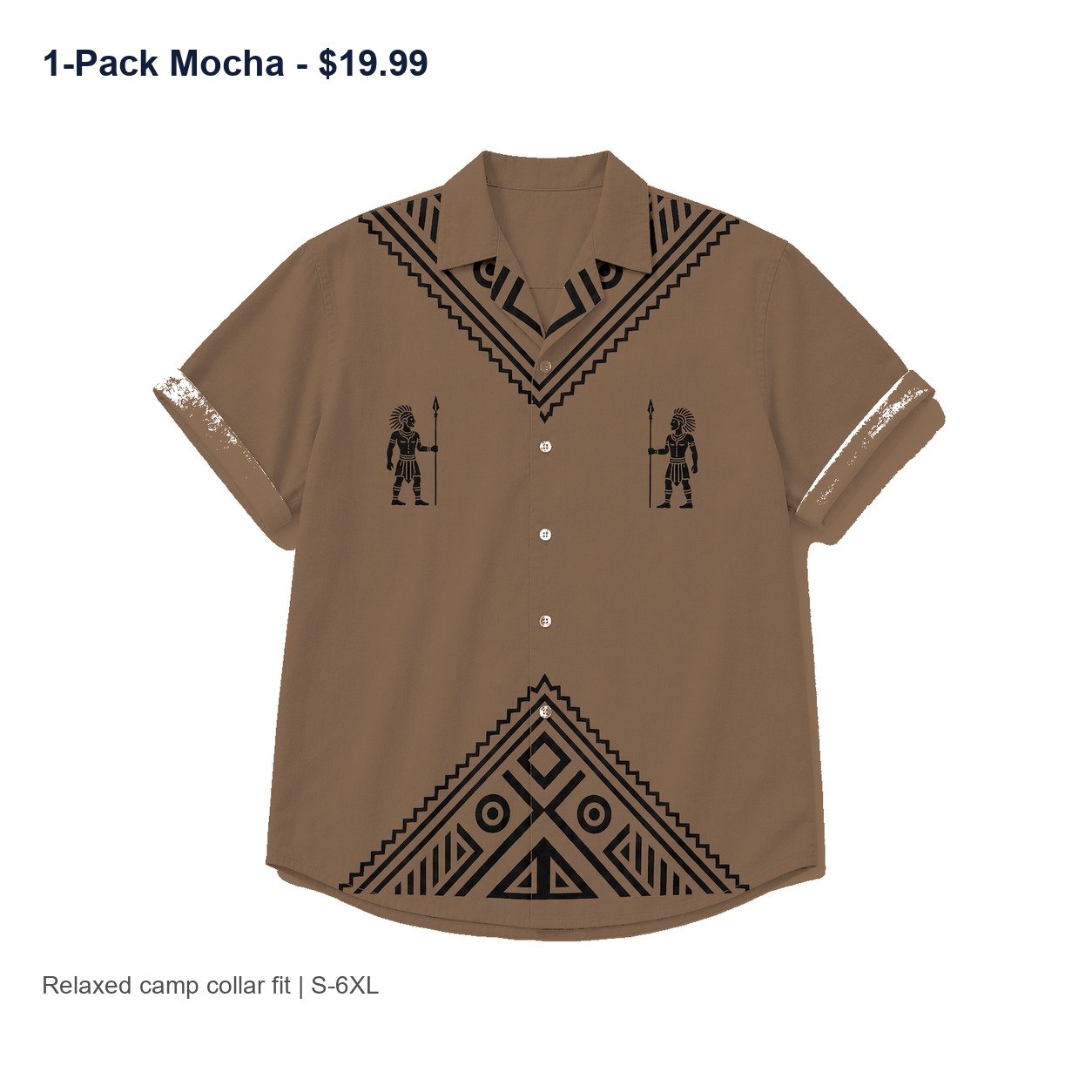 Men's tribal camp collar shirt - variant mocha