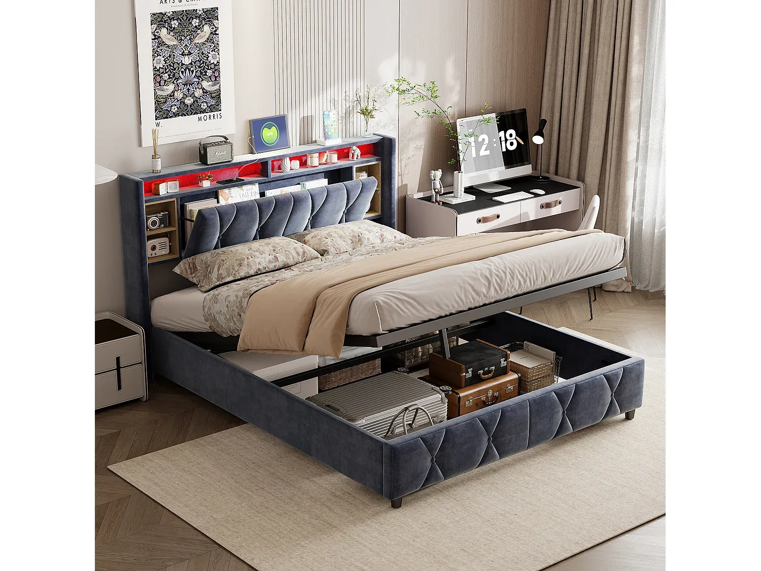 Schlafzimmer,Bereich Bett,Bett mit Bettkasten-livelira.com