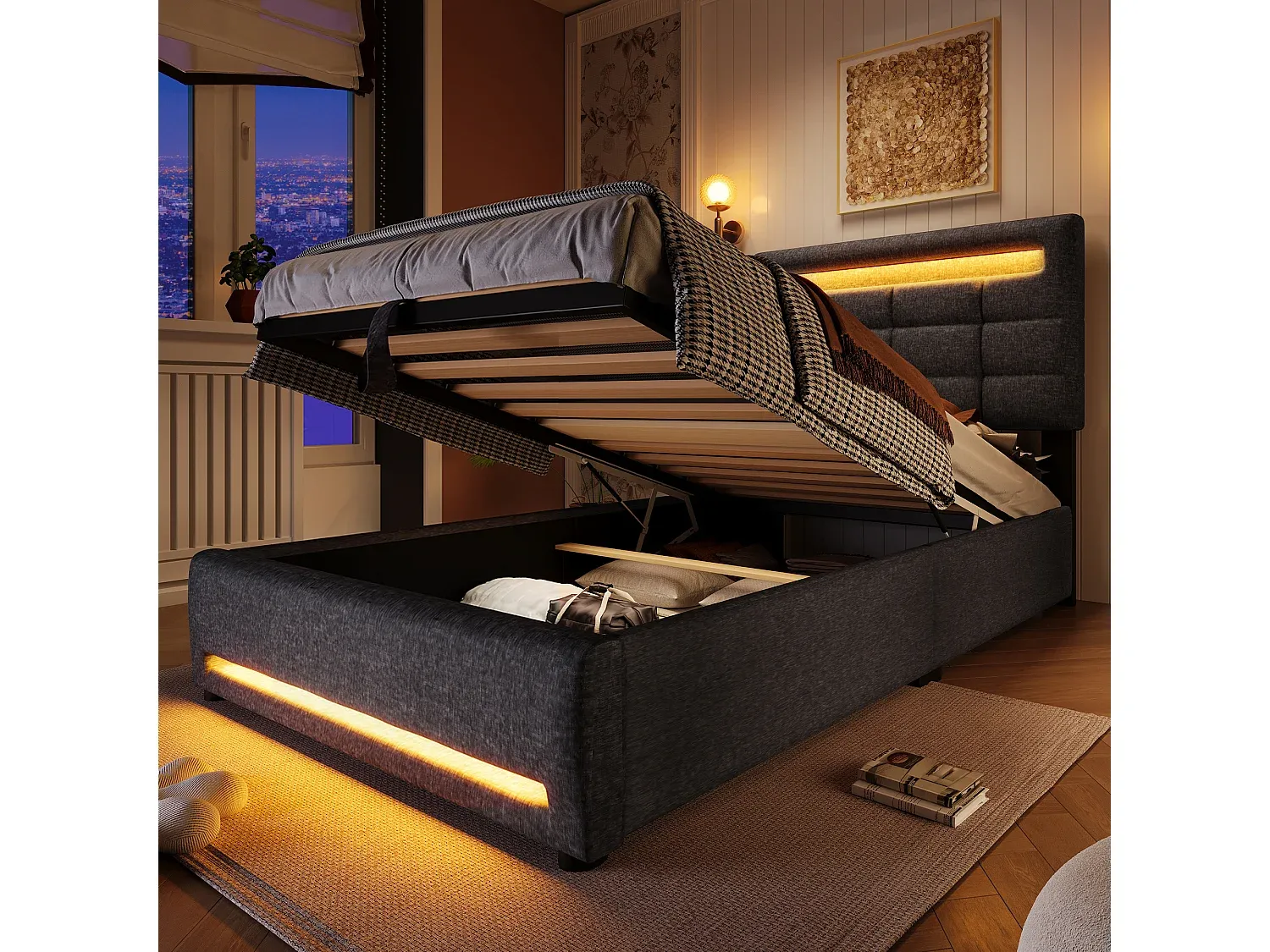 Schlafzimmer,Bereich Bett,Bett mit Bettkasten-livelira.com