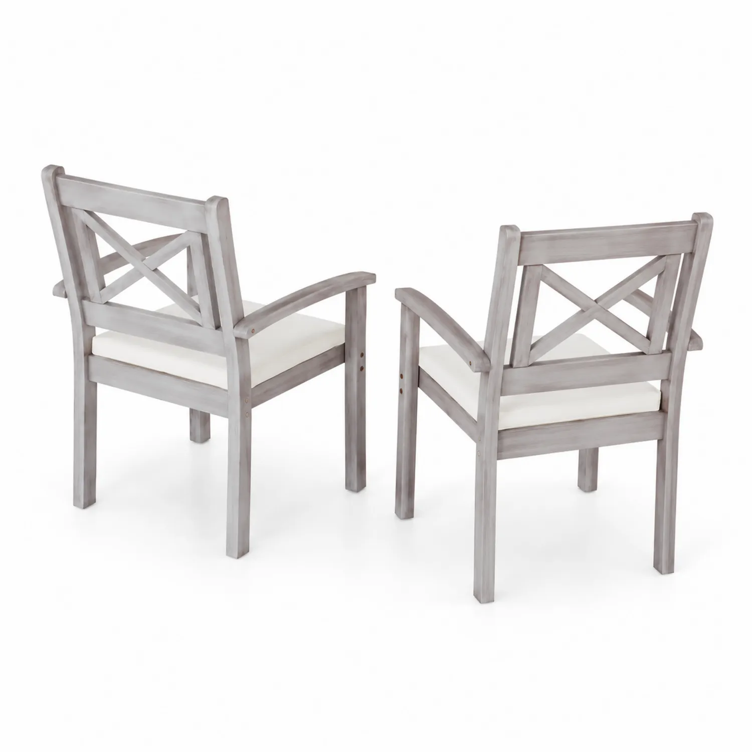 Set di 2 Sedie da Esterno in Legno con Cuscini-Casnidolor