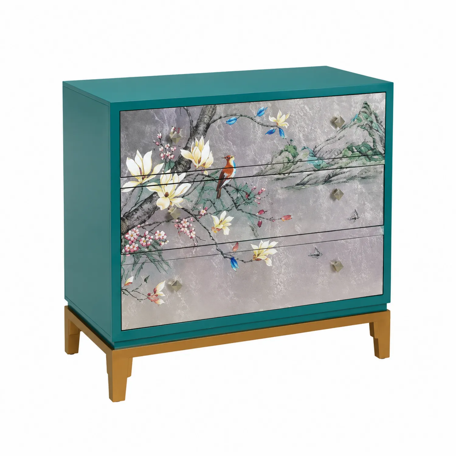 Cassettiera in Legno Decorata a Mano Floreale-Casnidolor