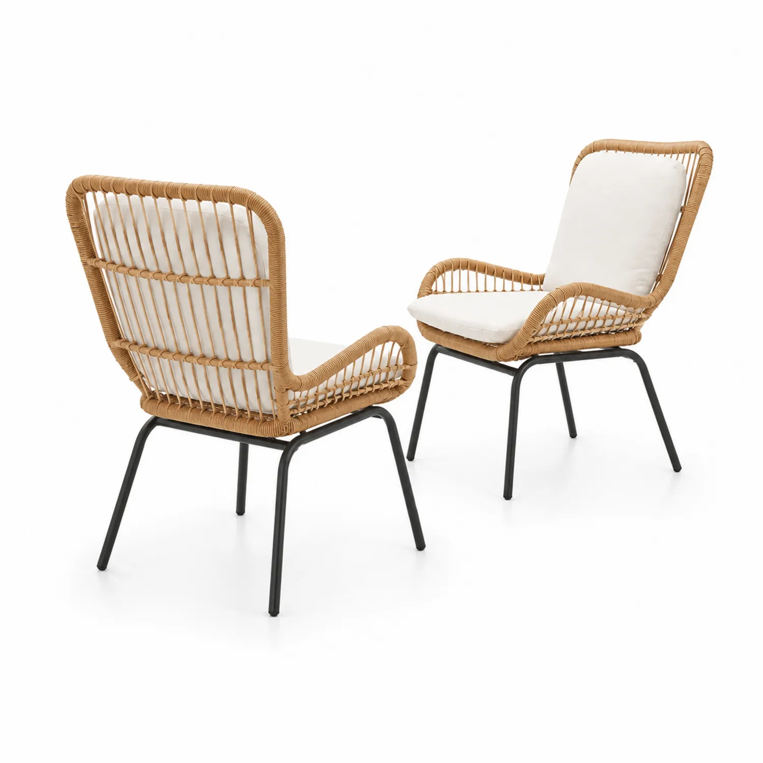 Set di 2 Poltrone da Esterno in Rattan con Cuscini in Poliestere-Casnidolor