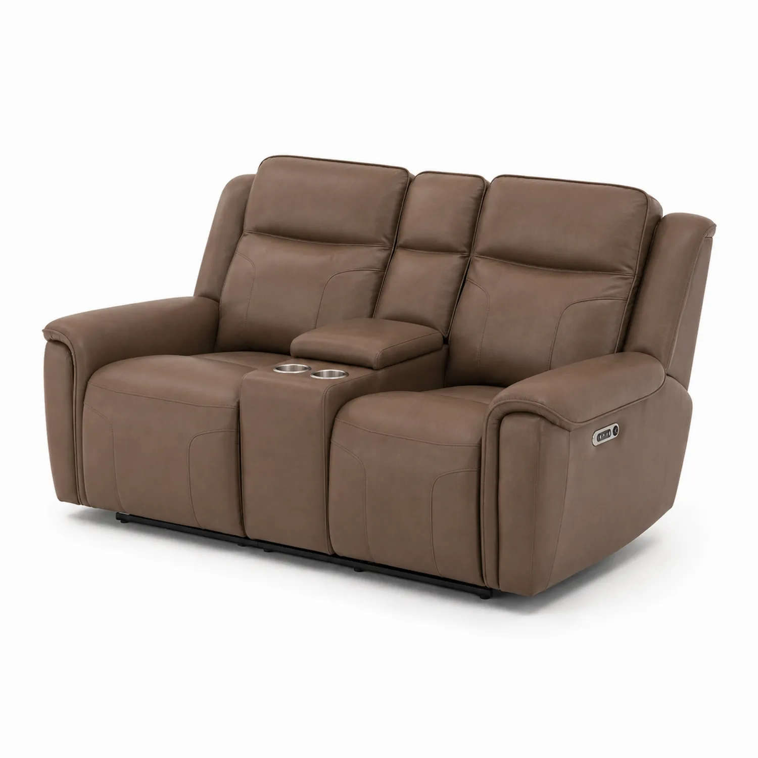 Divano Loveseat Reclinabile in Pelle Marrone-Casnidolor