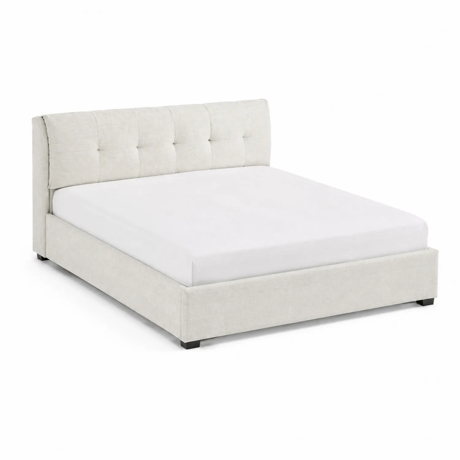 Letto matrimoniale in legno e tessuto beige 200x160 cm-Casnidolor