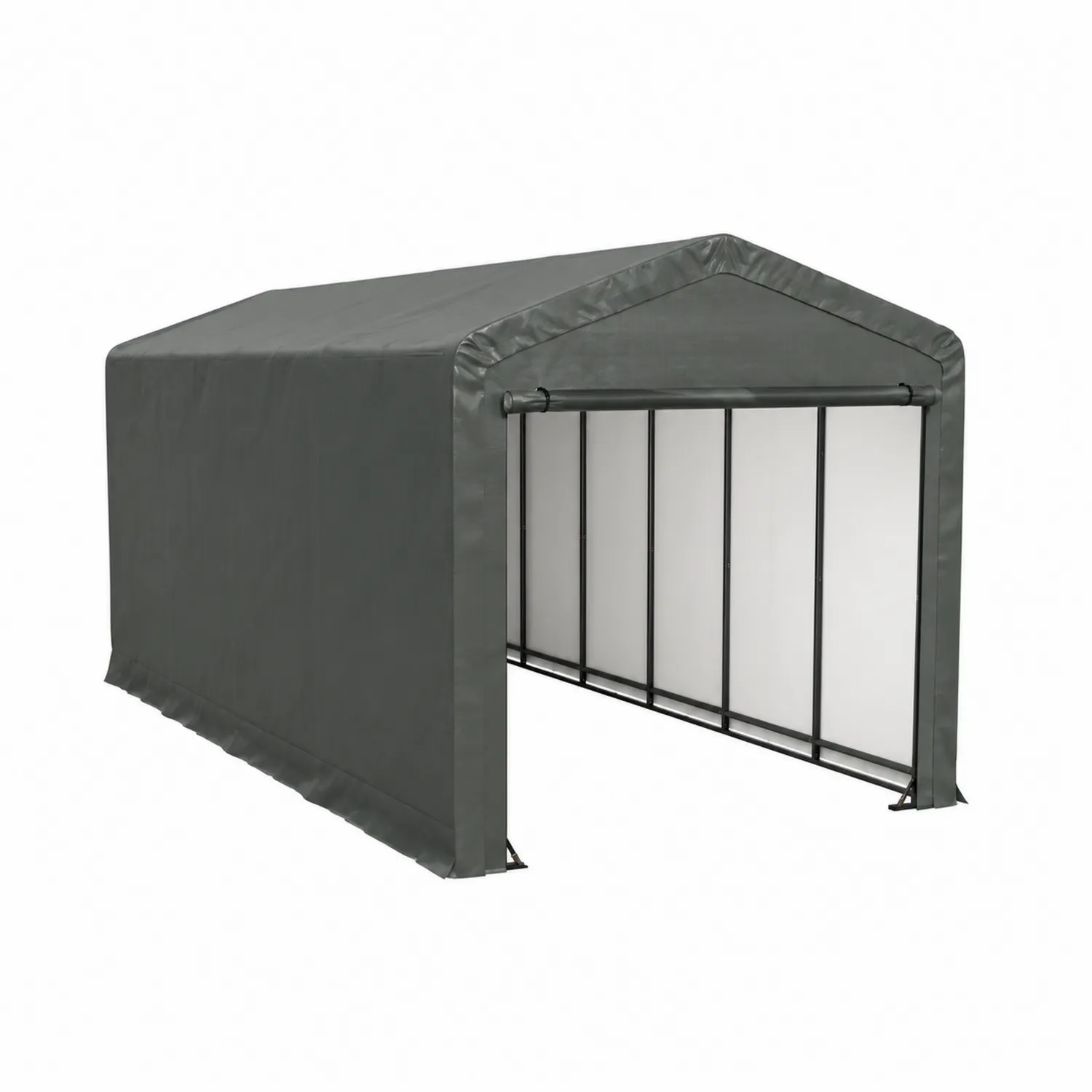 Tettoia per auto in acciaio e polietilene grigio 300x600x300 cm-Casnidolor