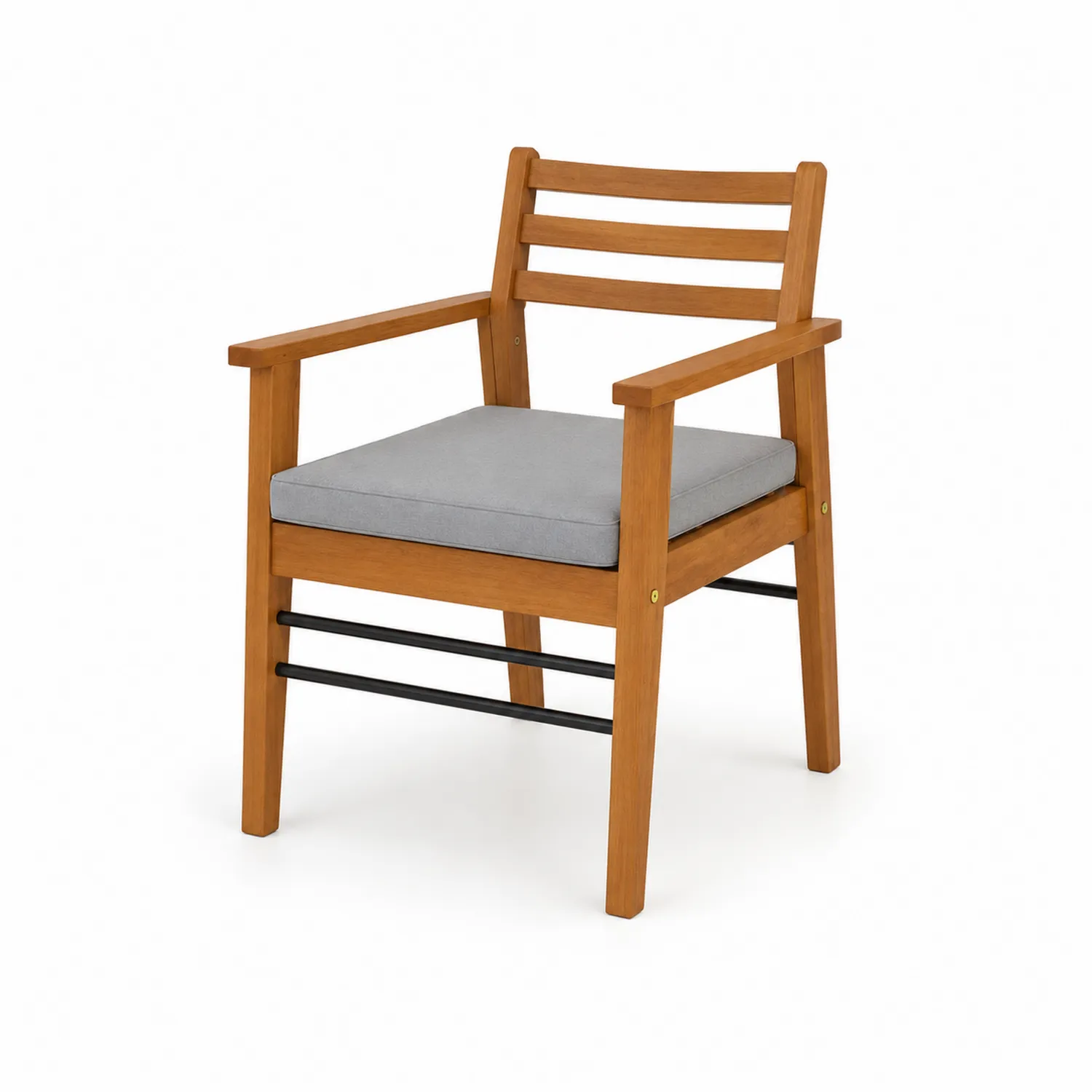 Sedia da esterno in legno di acacia con cuscino in tessuto grigio-Casnidolor