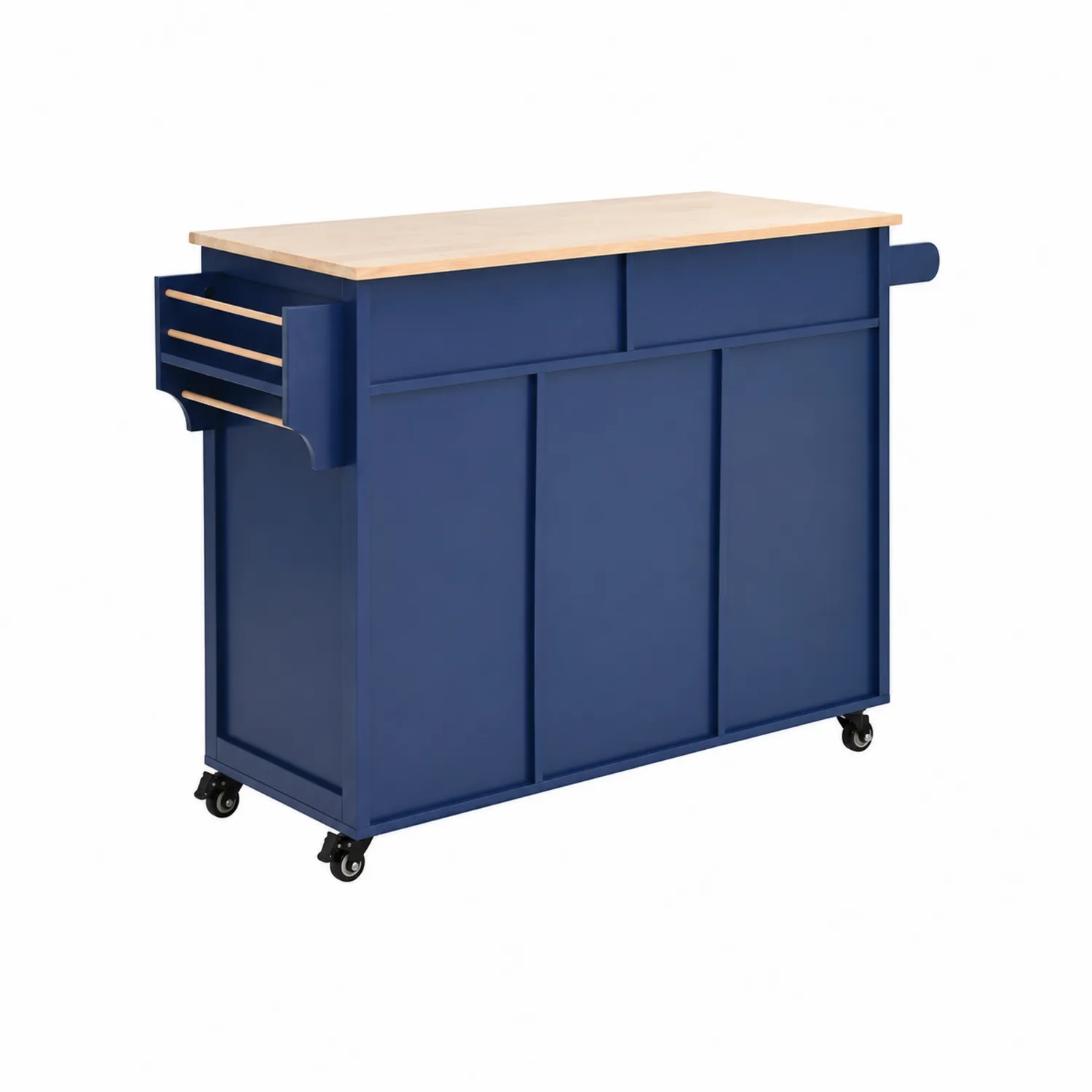 Isola cucina con finitura multistrato e ruote Blu-Casnidolor