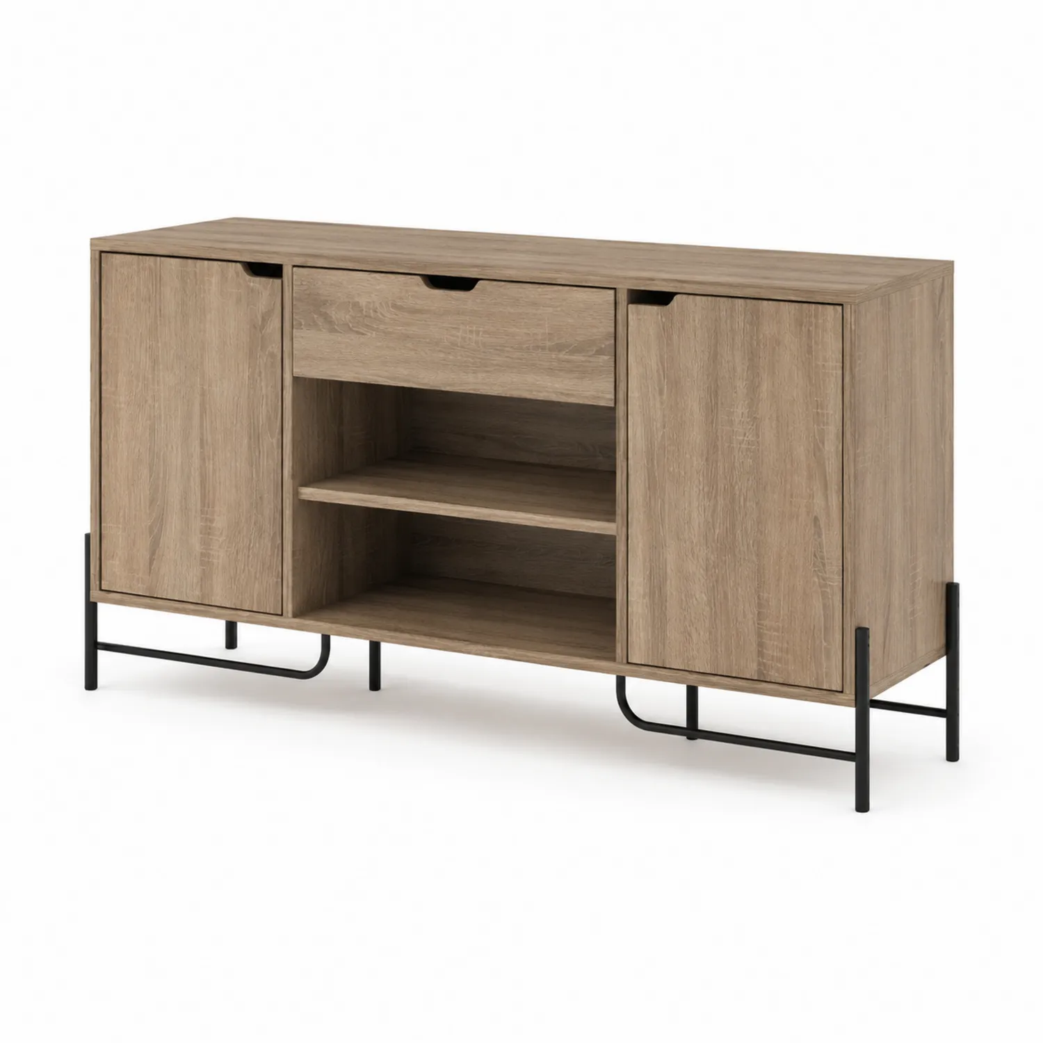 Credenza in legno e metallo marrone chiaro 135x40x80 cm-Casnidolor