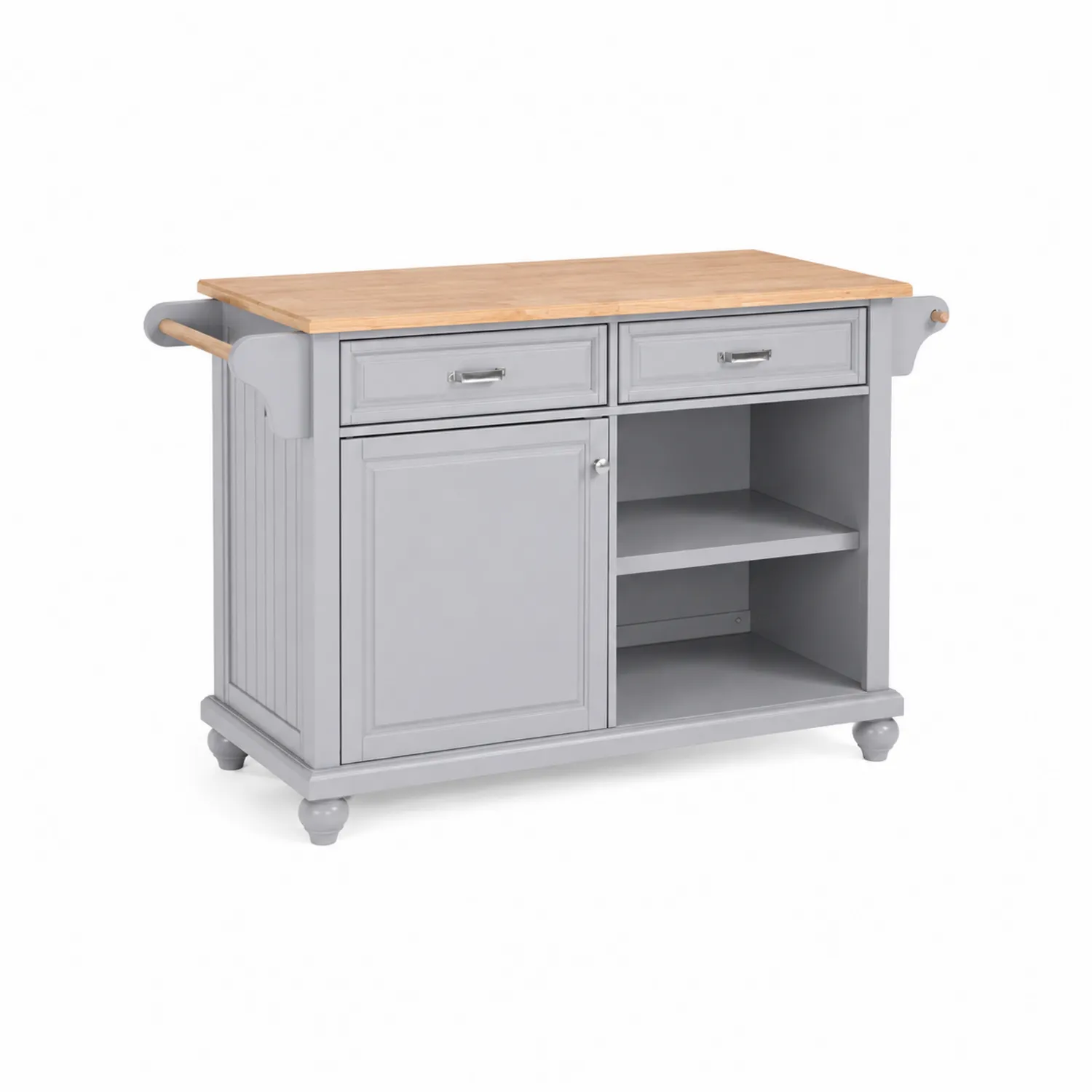 Carrello da cucina in legno e MDF grigio con piano in faggio-Casnidolor