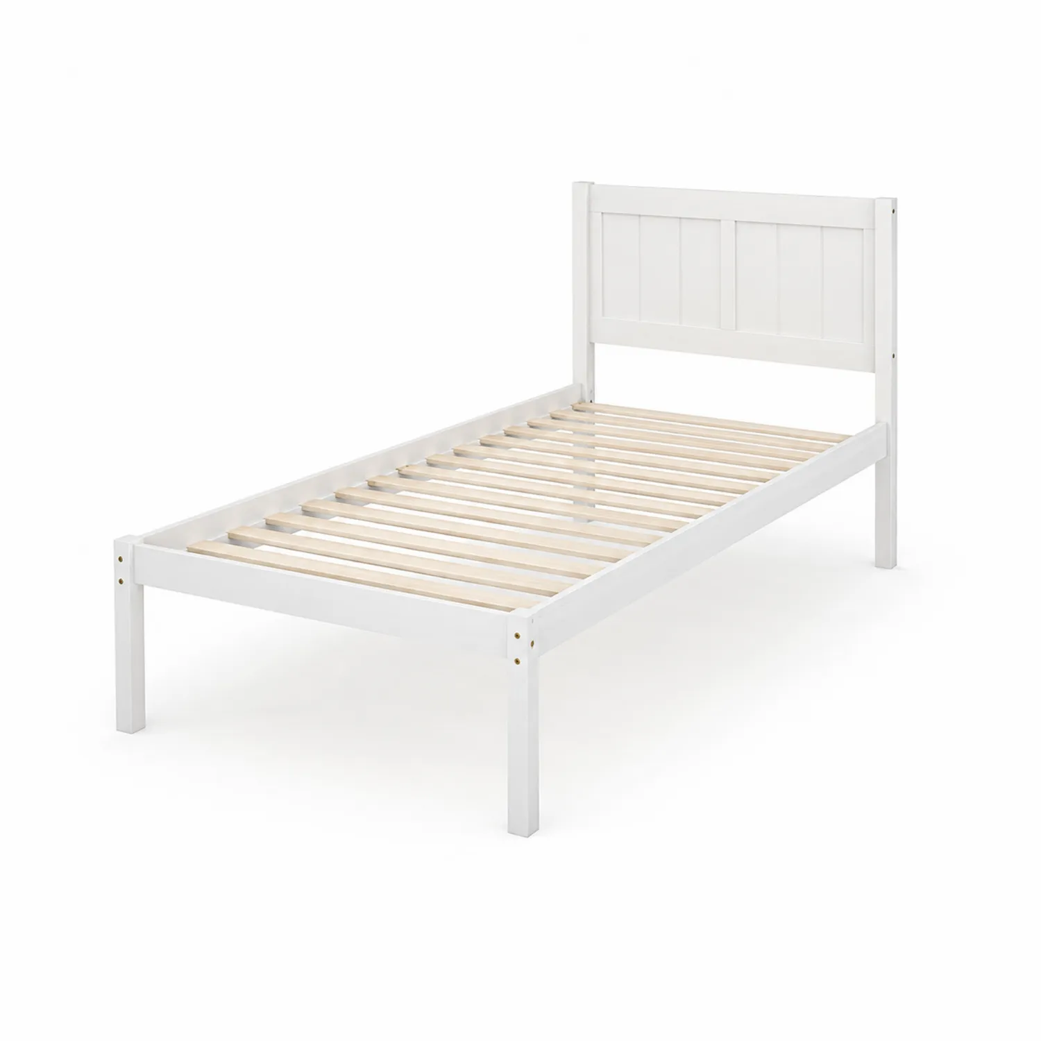 Letto singolo in legno con doghe verniciato Bianco-Casnidolor