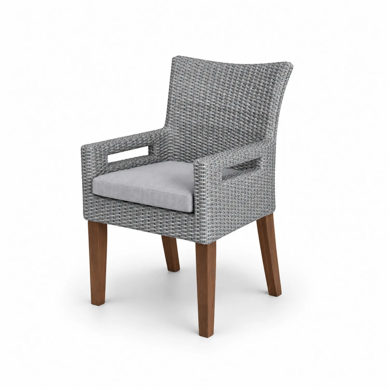Sedia in rattan con gambe in legno e cuscino-Casnidolor