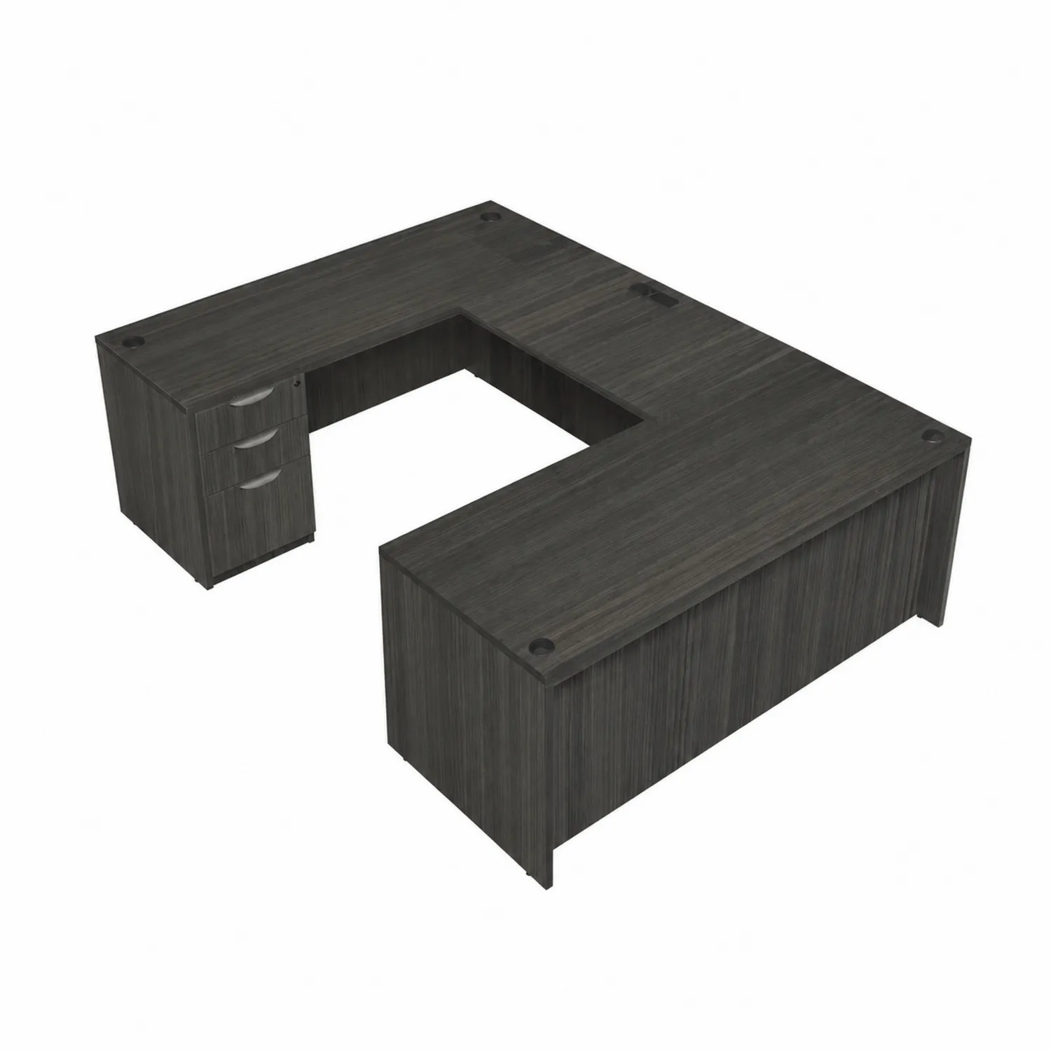 Scrivania ad Angolo in Legno Grigio Scuro con Cassettiera-Casnidolor